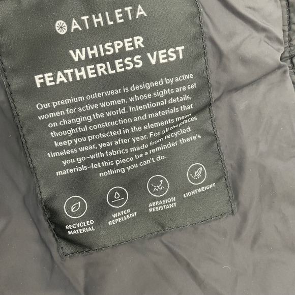 Athleta Whisper Featherless Vest Black Quilted Puffer Full Zip XS - Picture 9 of 10